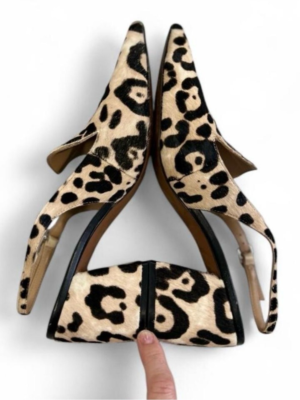 Leopard Print Block Kitten Slingback Pony Hair
Leather Pointed Toe Heels Size 8 - Picture 6 of 8